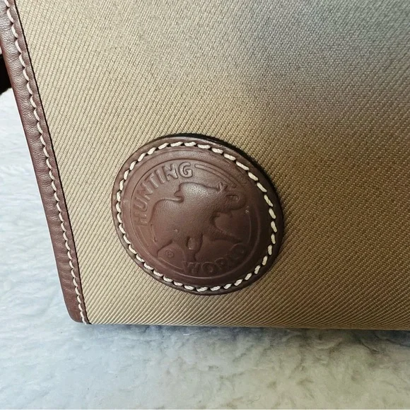 Hunting World Safari Today Khaki Canvas Brown Leather Unisex Clutch Bag